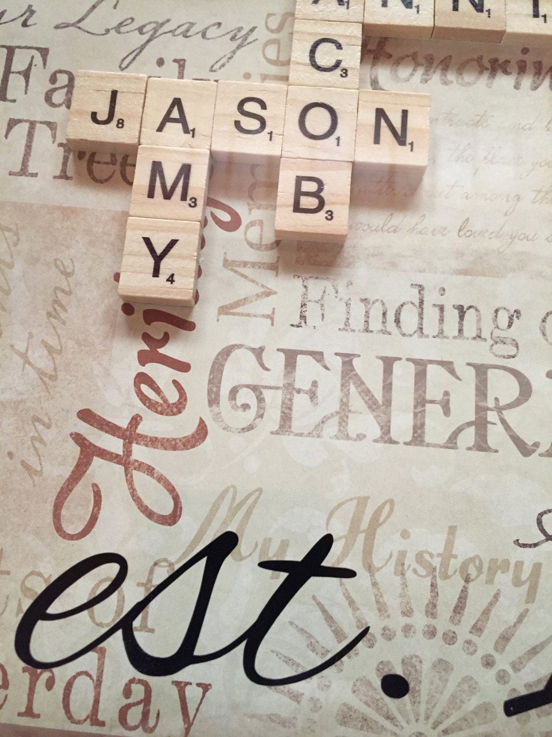 Custom Order Personalized Family Shadowbox Frame Letter Tiles Black