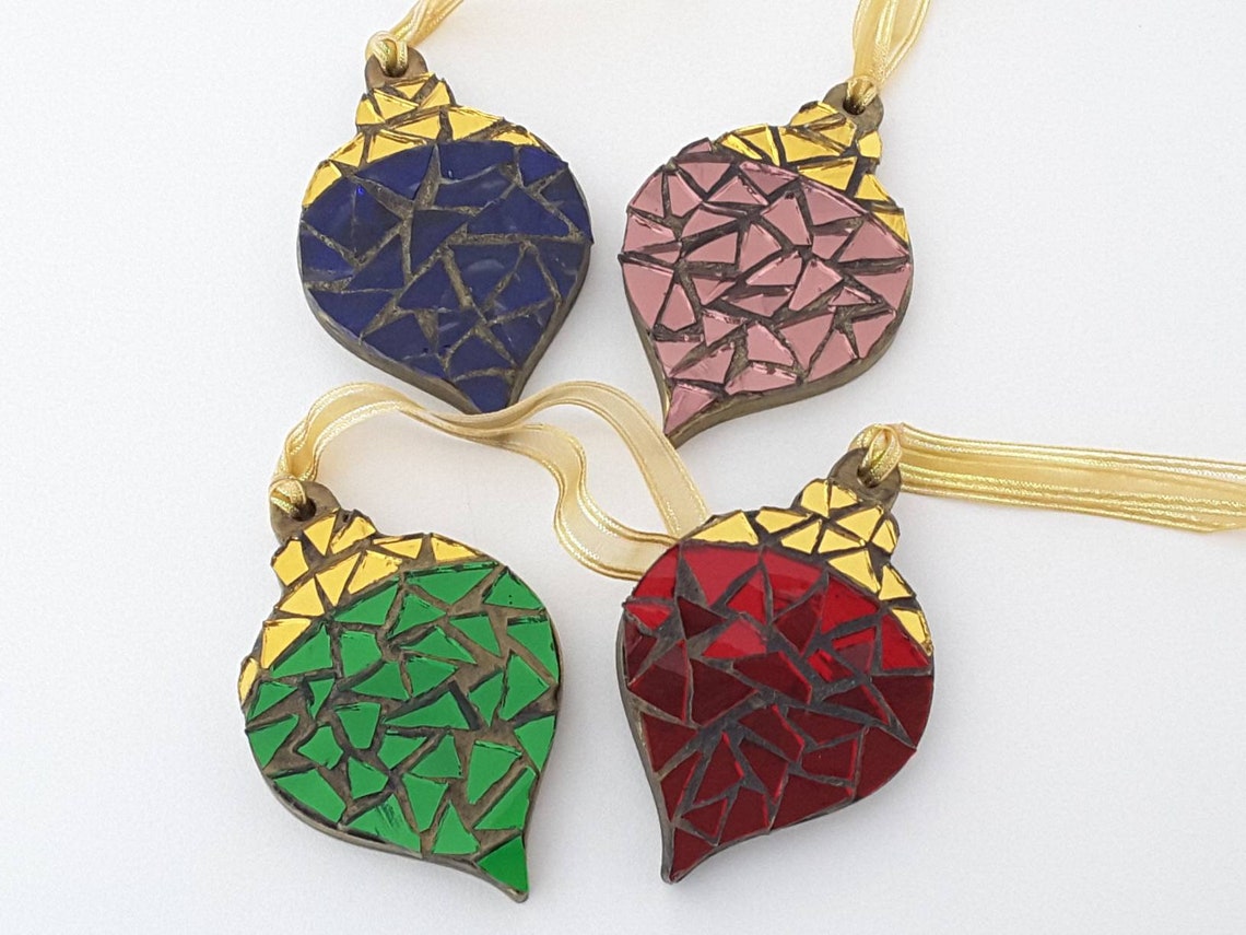 Xmas mosaic ornaments diy kit Christmas ornamentsNo cutting Etsy