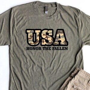 READY to SHIP - USA Honor The Fallen Shirt Unisex Patriotic America Shirt Camouflage Men Shirts 4th of July Tee Military Memorial Day Tshirt