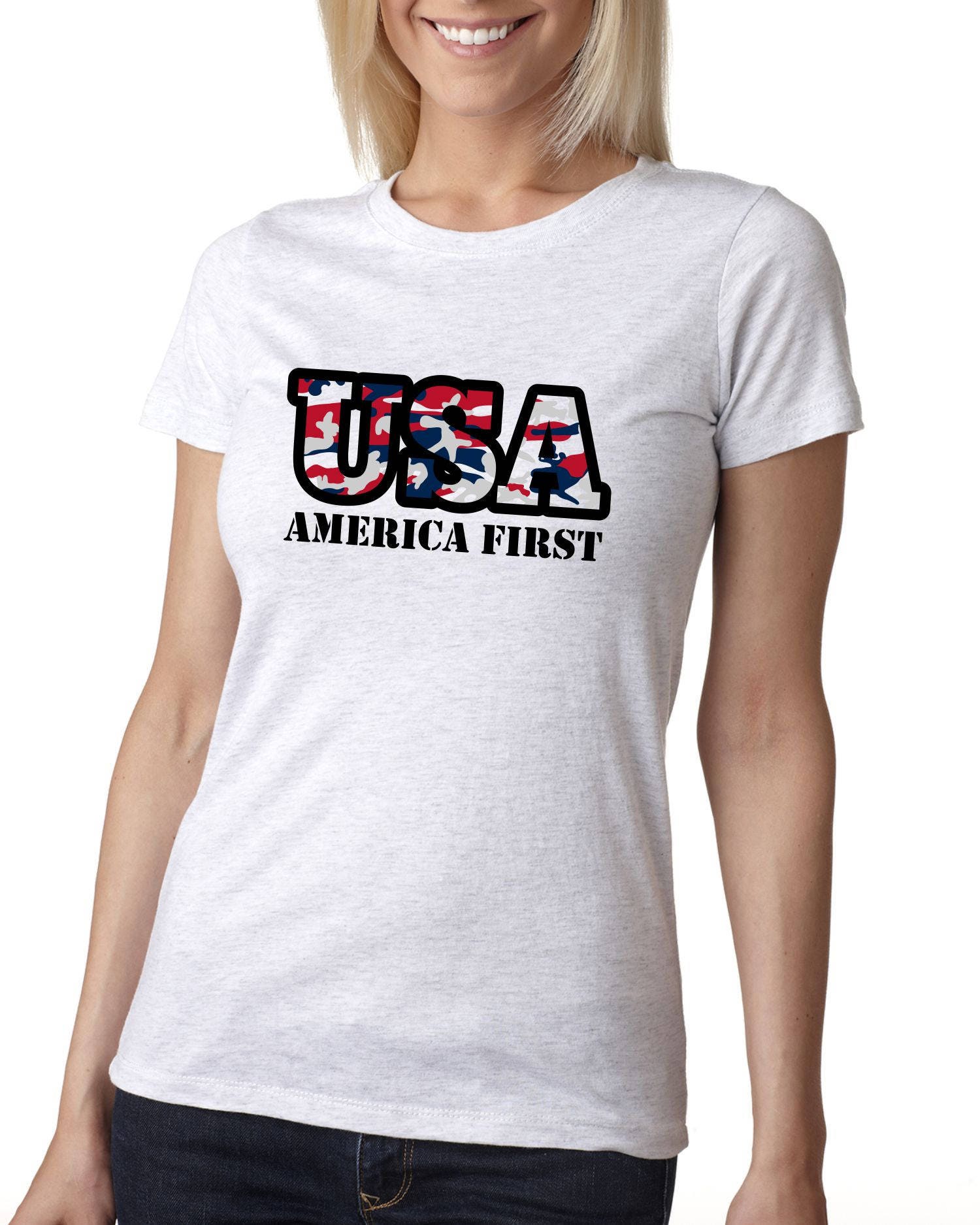 USA America First Shirt Fitted Junior Merica Shirt USA T Shirt Fourth ...