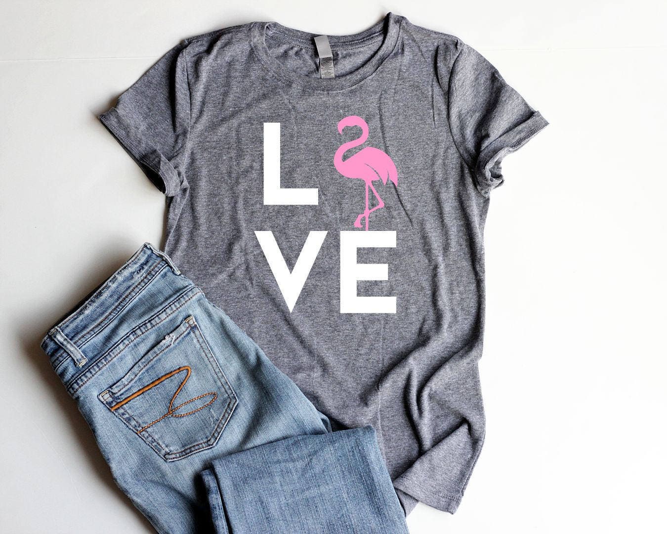 Flamingo LOVE Shirt Junior Fitted Pink Flamingo Party ...
