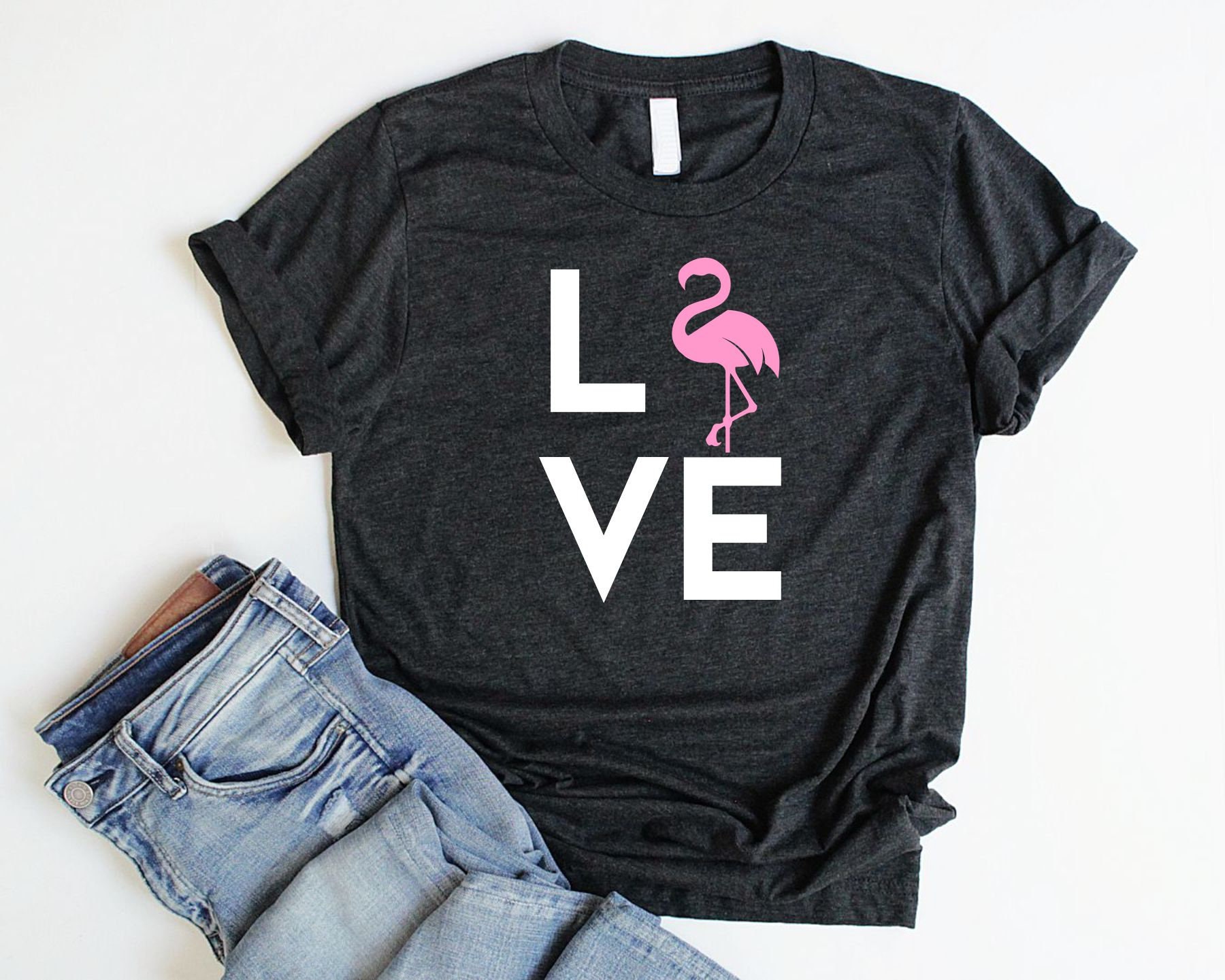 Flamingo Shirt LOVE Unisex Pink Flamingo Party Shirt Flamingo - Etsy
