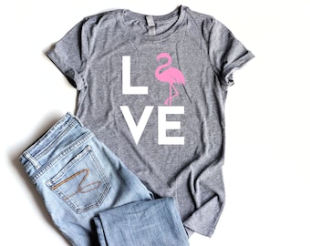 READY TO SHIP - Love Flamingo Shirt Junior Fitted Pink Flamingo Party Shirts Bachelorette Women Be a Flamingo Summer Shirt Women Cute Shirt