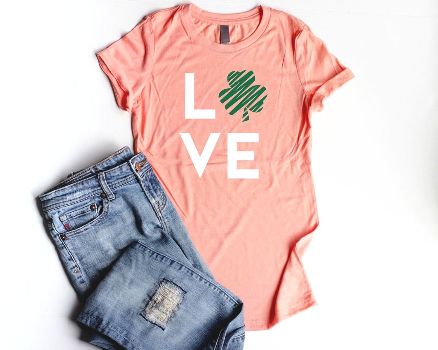 LOVE Shamrock Shirts Junior Fitted Shirt Four Leaf Clover - Etsy