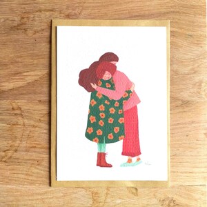 Carte postale réconfortante LE CALIN 1 avec enveloppe kraft