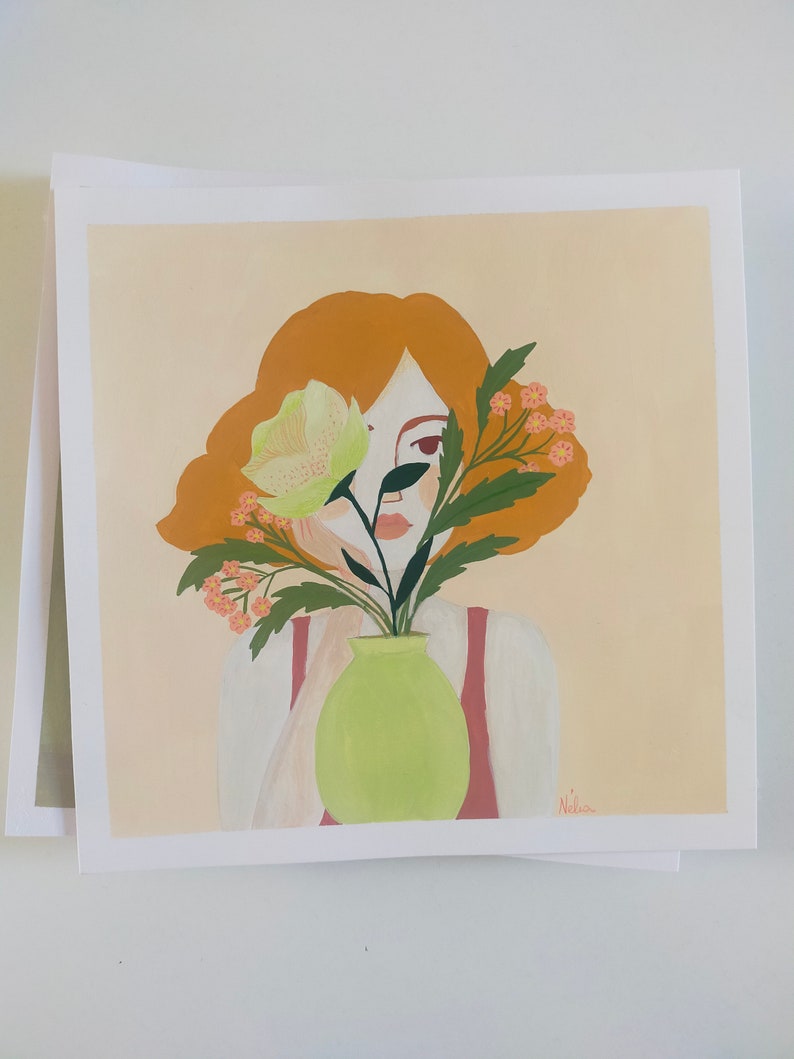 Original illustration, gouache on Canson paper, Behind the vase image 4