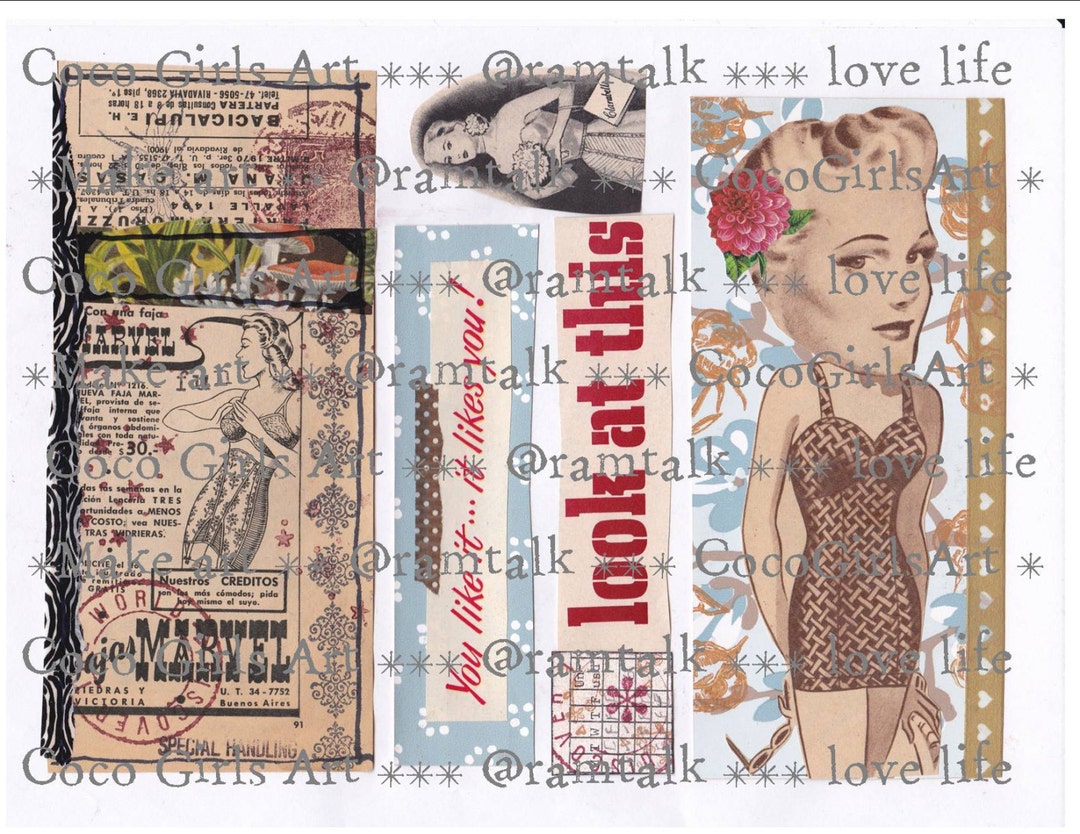 Art Journal Collage Sheet Vintage Dames Etsy