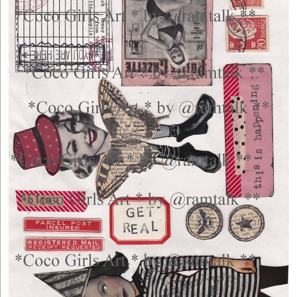 Art Journal Hello Collage Sheet - Printable Download for Mixed Media Art