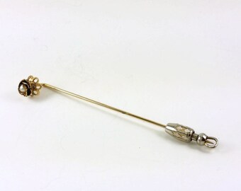 Dainty Goldtone Flower with Pearl Center Stick Pin