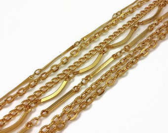 Multi Strand Goldtone Necklace Mid Century 7 Strands