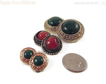 Lot 1980 Colored Button and Goldtone Clip On Earring Collection