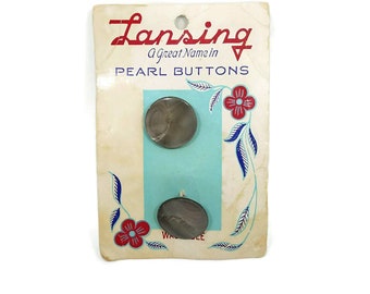 Lansing Pearl Buttons Grey on original Card  Style 197