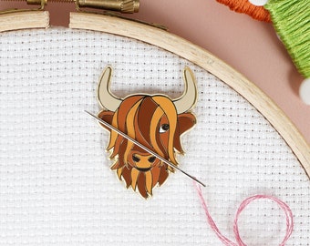 Highland Cow - Magnetic Needle Minder for Cross Stitch, Sewing, Embroidery and Needlework