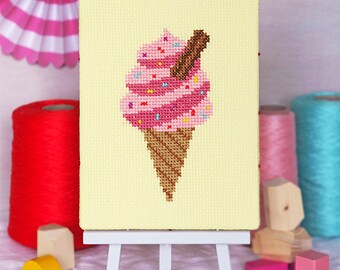 Ice Cream Whippy Junior Cross Stitch PDF Pattern (Digital Instant Download)