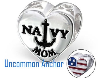 Navy Mom Sterling Silver Anchor Pandora Charm