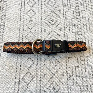 Orange Zig Zag Pattern Small Dog Collar