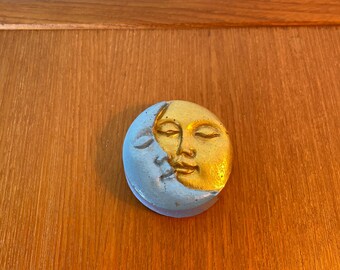 Celestial Sun Moon Sculpture Pottery Whimsigoth Whimsi Decor Figurine