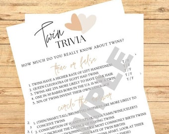 Twin Trivia Baby Shower Game