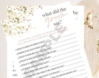 What Did the Groom Say? Sips & Sparkles Bridal Shower/Bachelorette Party Game