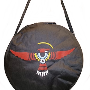 Saco de tambor Shaman para tambor de 50 cm. Bolsa de ombro pintada à mão Kokopelli