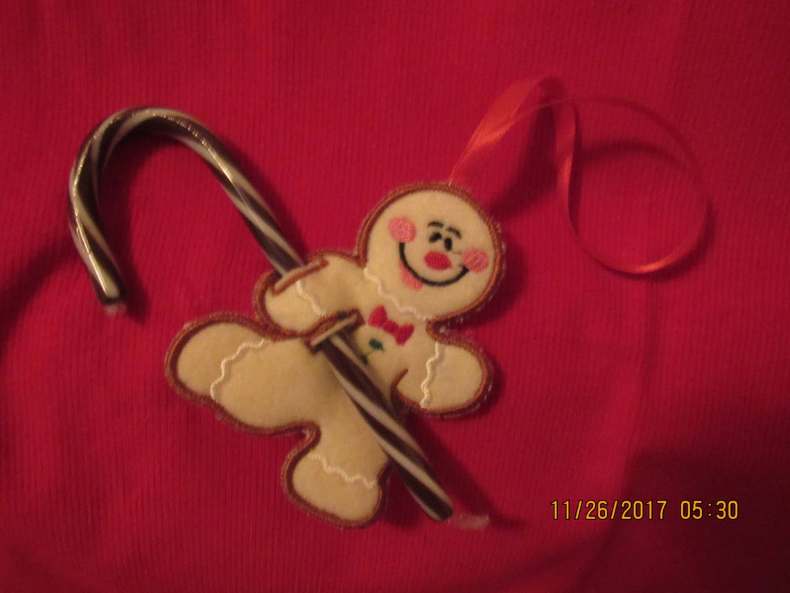 Gingerbread Candy Cane Holder Ornament Etsy