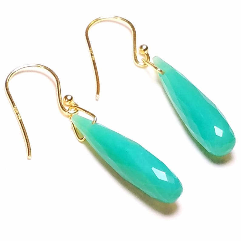 Cosplay Jewelry Chrysoprase Earrings Princess Cosplay Jewelry Teardrop Earrings 925 Sterling Silver 14K Gold Frog Princess Cosplay