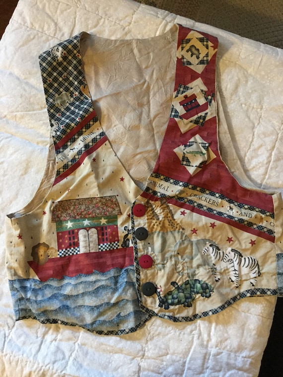 Vintage Homemade Noah’s Ark Vest, lined - image 1