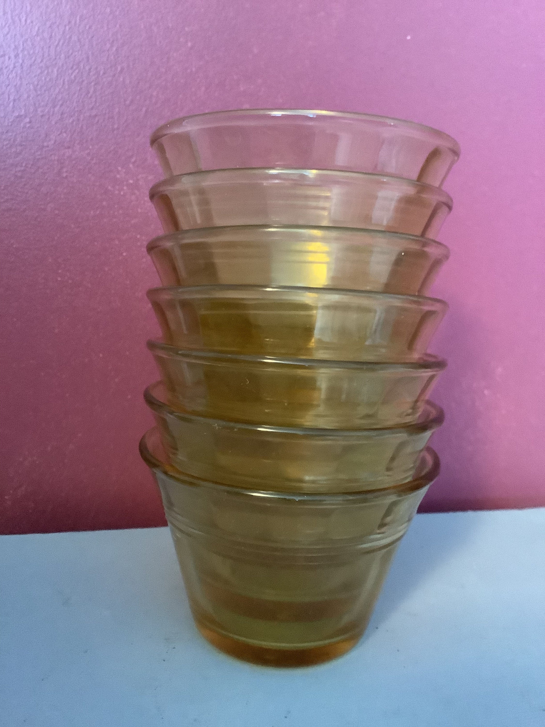 7 vintage yellow glass individual serving bowls sherbet Etsy