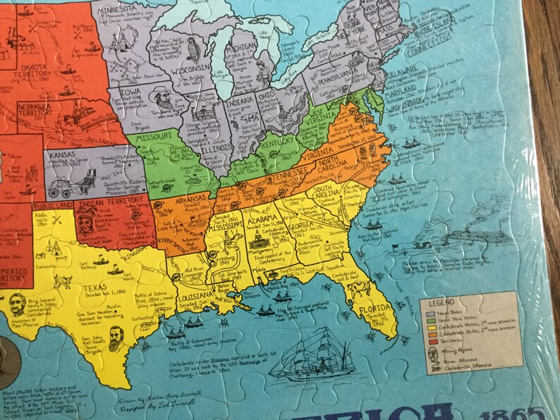 Vintage Schmid Civil War America Puzzle Map 1861-1865