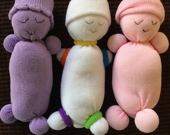 Homemade Set of 3 Sock Babies