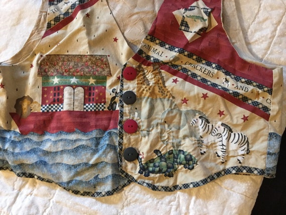 Vintage Homemade Noah’s Ark Vest, lined - image 2