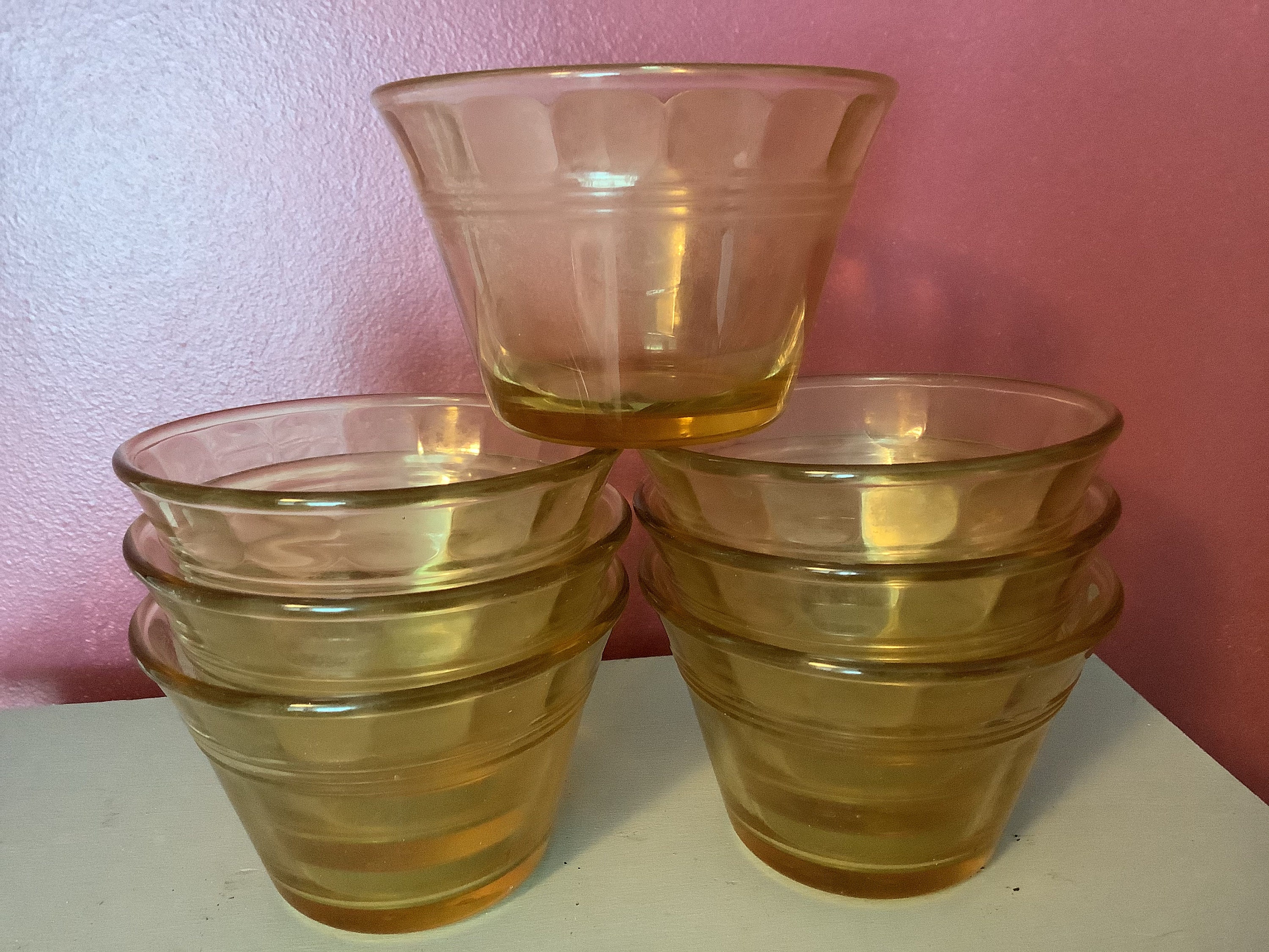7 vintage yellow glass individual serving bowls sherbet Etsy