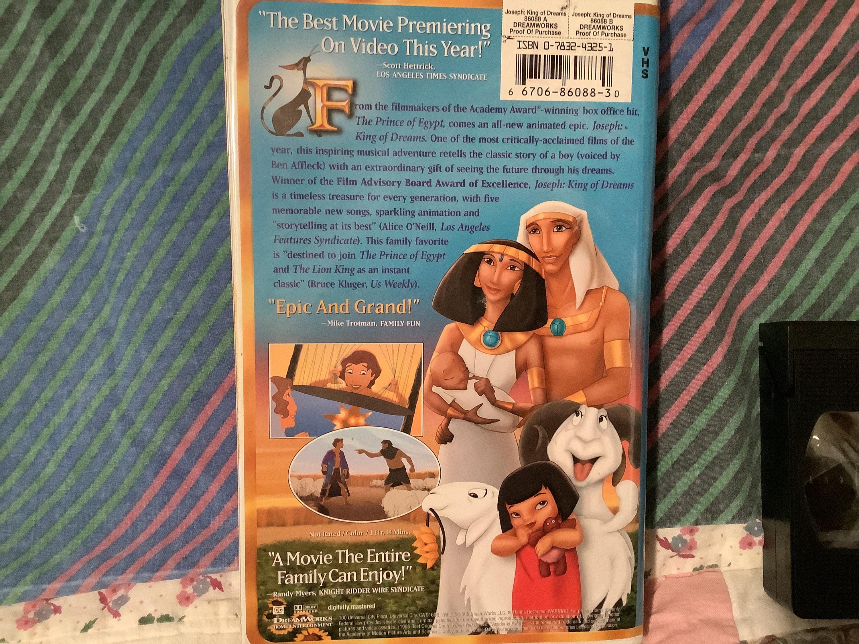 2000 Dreamworks Joseph King of Dreams VHS Tape, Sunday School