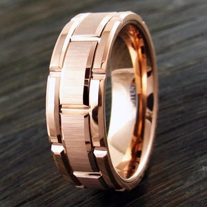 Mens wedding band, Men&#39;s wedding ring, Tungsten Carbide ring, wedding, promise ring, Engagement ring, Wedding gift, Rose Gold Ring