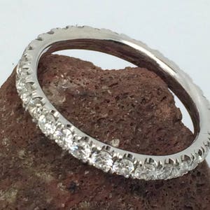 Diamond Eternity Wedding Band,White Gold Wedding Ring -Micro Pave Diamond Band,14 K White Gold,Mother&#39;s day gift
