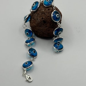 Evil eye 925 Sterling silver Bracejet,,Handmade Jewelry,  Sterling Silver Jewelry
