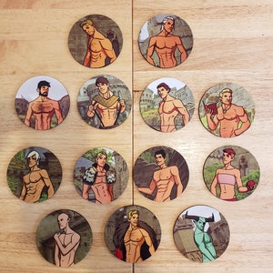 Men of DRAGON AGE Coasters 3.75 inch sexy male art, set of 1, 4, or 6