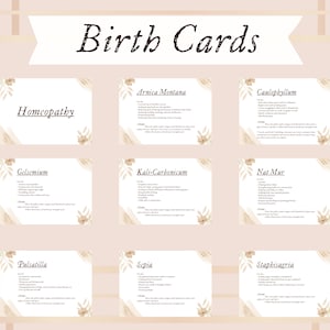 23 tarjetas de referencia de homeopatía para el parto/parto/descarga rápida/digital