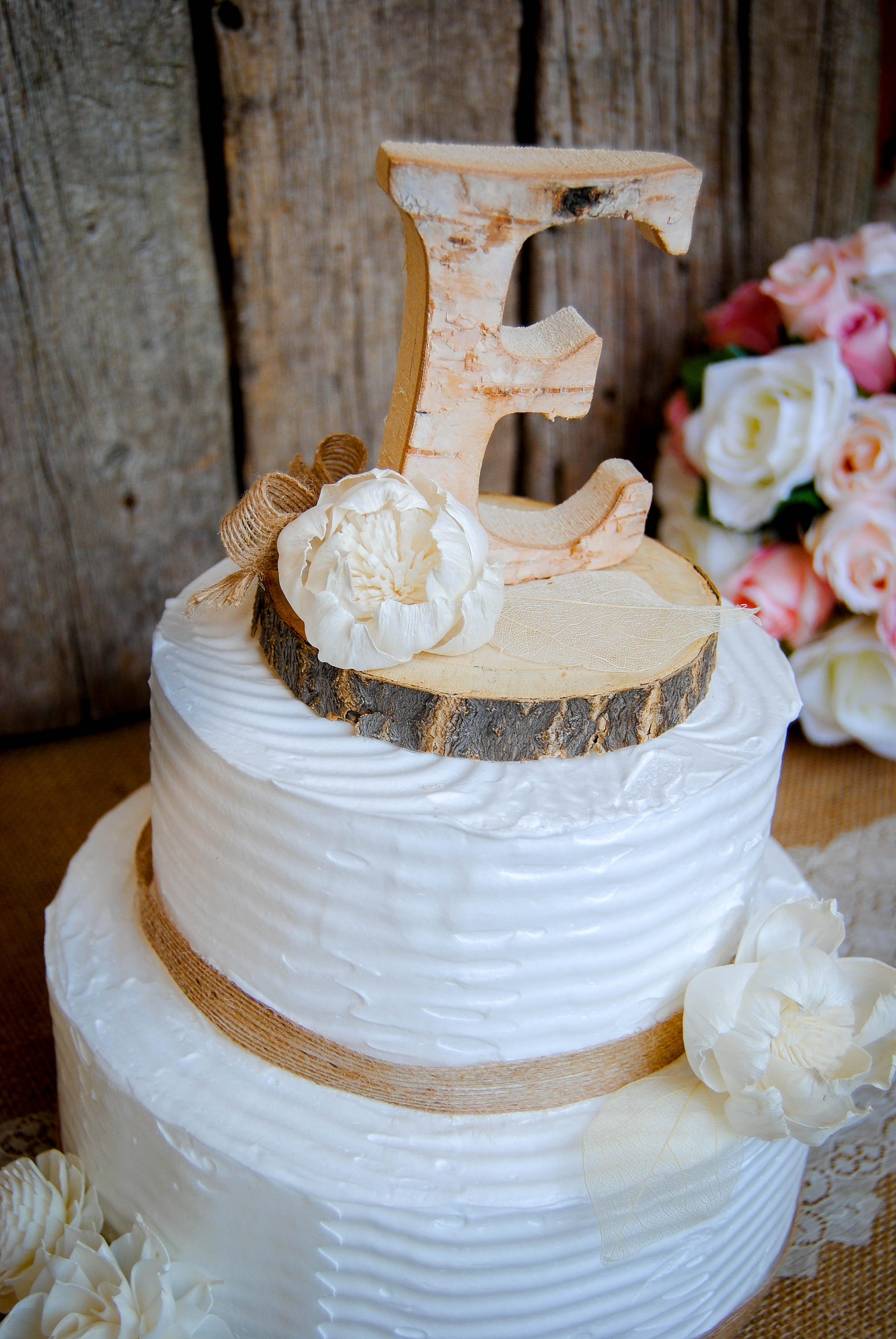 Rustic Wedding Cake Topper Bride & Groom Mr Mrs Initial High Quality ...