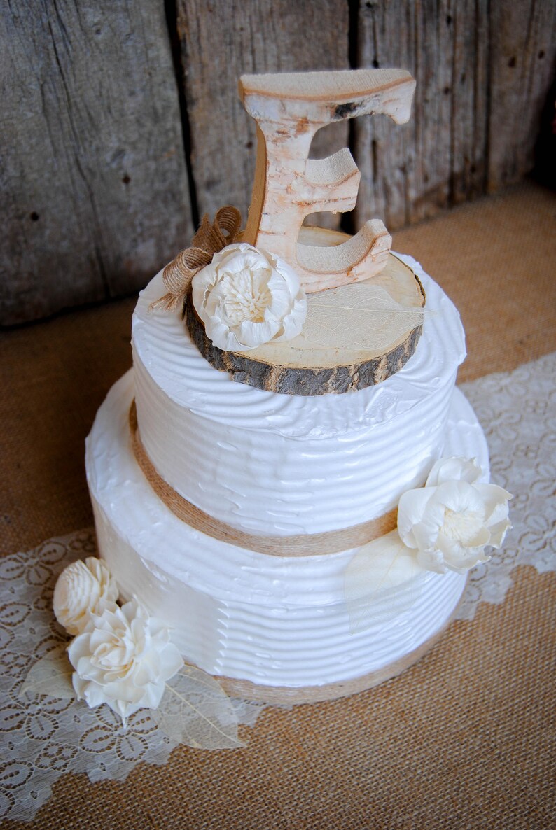 Rustic Wedding Cake Topper Bride & Groom Mr Mrs Initial High Quality ...
