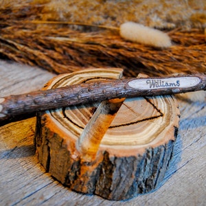 Penna rustica in legno naturale con ramoscello, ecologica, ottimo regalo per matrimonio, anniversario, libro degli ospiti personalizzato per matrimonio, penna a forma di tronco d'albero