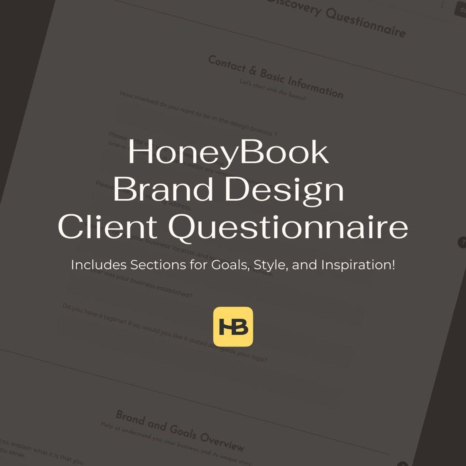 Honeybook Brand Design Client Questionnaire Template 27 Questions Etsy