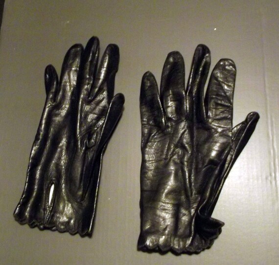 Women Driving Black Leather Gloves Large