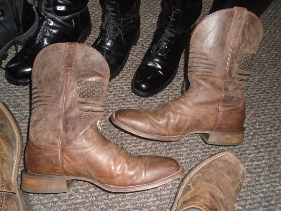 Men's ARIAT SQUARE TOE Cowboy Boots Motorcycle Boo