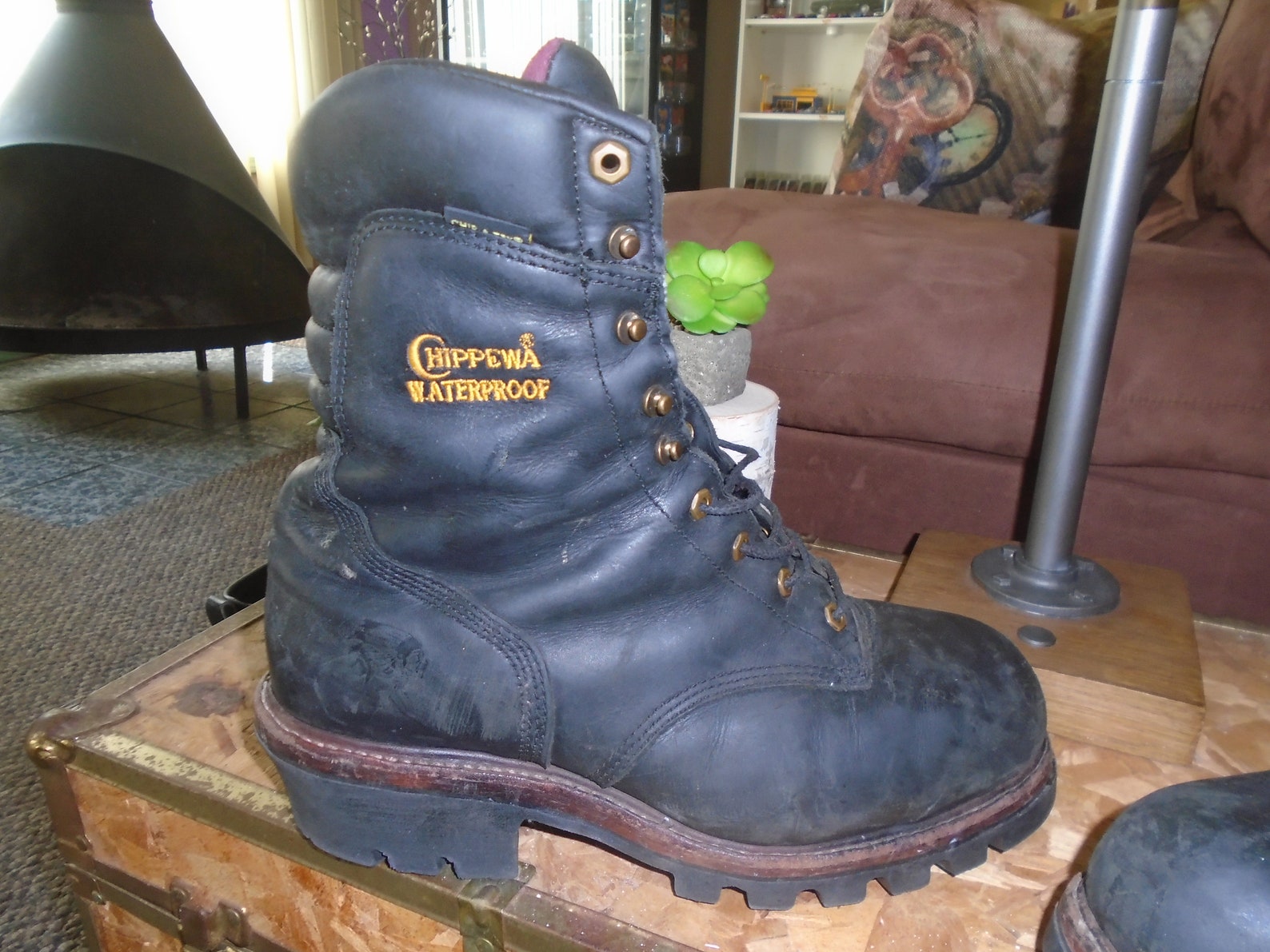 chippewa super logger leather boot