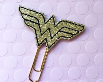 Planner Clip, Superhero Planner Clip, Wonder Lady Planner Clip, Organizer Accessory, Notebook Accessory, Bookmark Feltie, Erin Condren