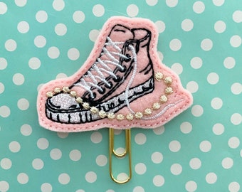 Planner Clip, Chucks and Pearls, Chucks, Pearls, Bookmark Feltie, Organizer Accessory, Planner Accessory,