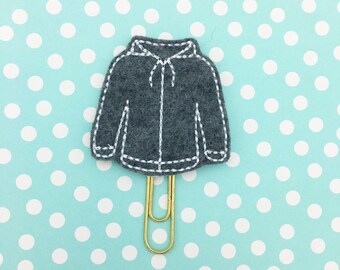 Planner Clip, Grey Hoodie Planner Clip, Hoodie Planner Clip, Hoodie, Hooded Sweatshirt, Planner Accessory, Bookmark Feltie, Erin Condren