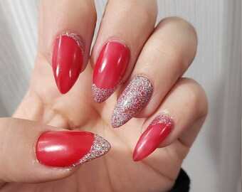 Short Red Nails Etsy