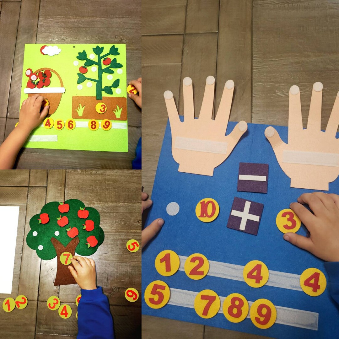 3 Learning Felt Set Felt Fingers Number Counting Learning Etsy